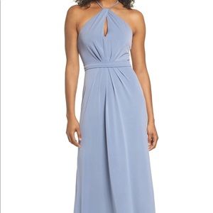 Amsale bridesmaid gown: Sena Jersey keyhole halter